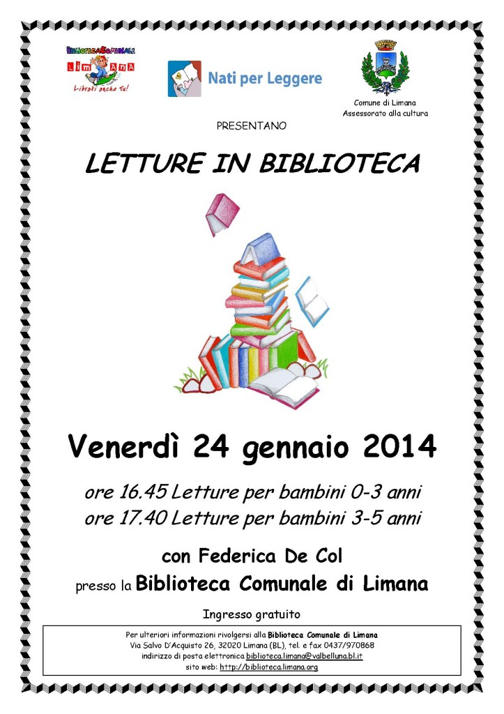 volantino letture gennaio 2014 0-5 anni