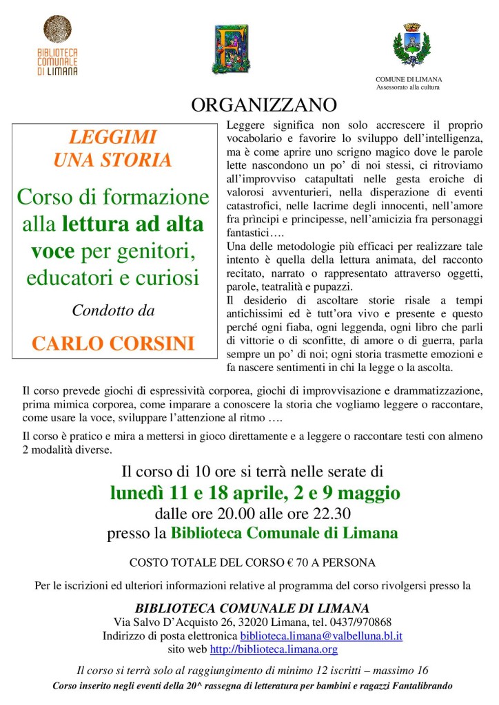 corso di lettura ad alta voce con Carlo Corsini